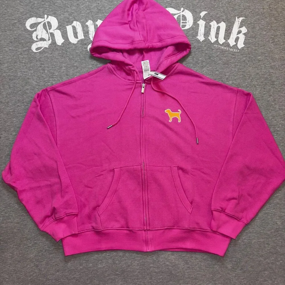 VS PINK Limited Edition Hot Pink & Orange Embroidered Pup Dog Logo Outfit - LG - Picture 3 of 10